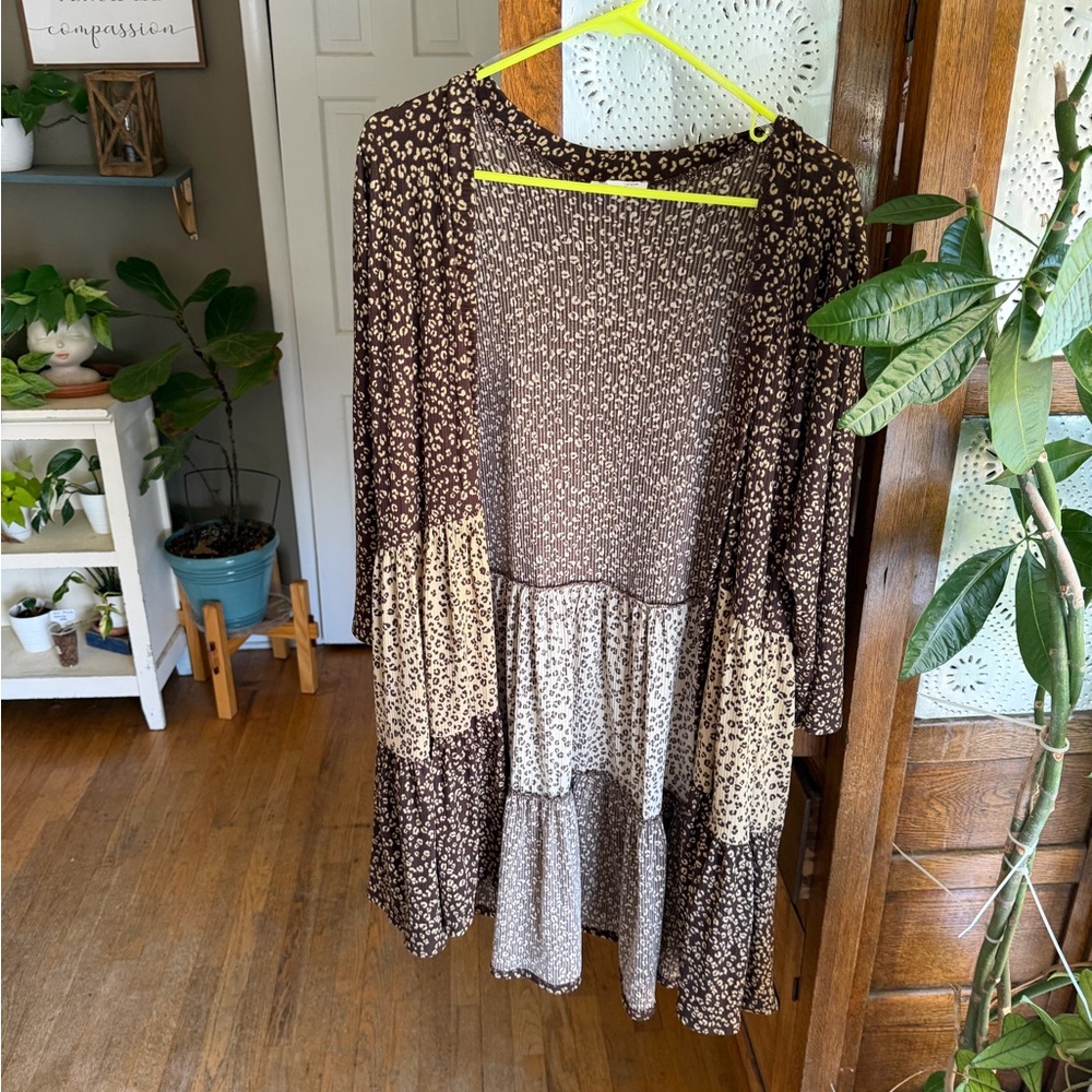 Chic Soul Brown and Cream Patterned Top